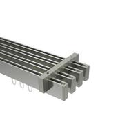 GARDINENSTANGE INNENLAUF Smartline Paxo 300 cm (geteilt in 3 x 100 cm), 4-läufig, 14x35 mm Edelstahl-Optik - Edelstahlfarben, Metall (300cm) - INTERDECO