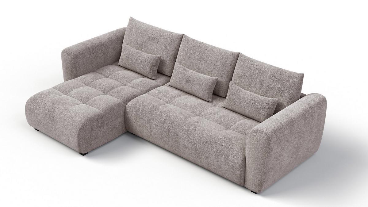 ECKSOFA SORENO 4-Sitzer, dunkelbeige - Beige/Schwarz, Holz/Textil (293/171cm) - Wozimo