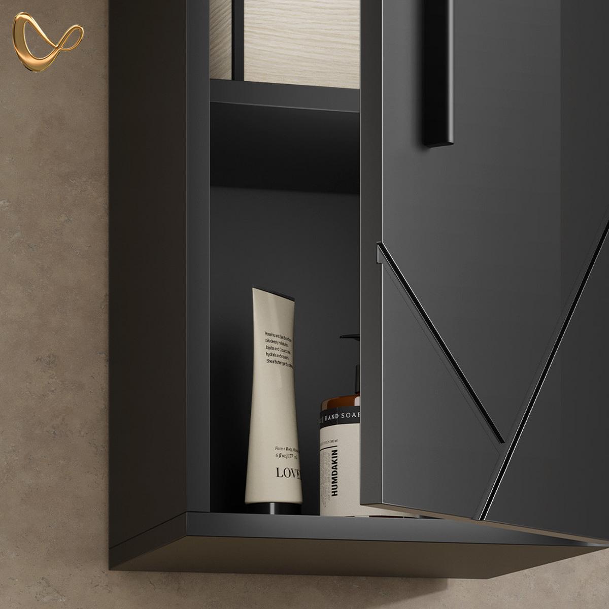 BADSCHRANK Ronco Anthrazit Hochglanz 30 x 59 cm - Schwarz Hochglanz, Holzwerkstoff (30/59/24cm) - Livinity®