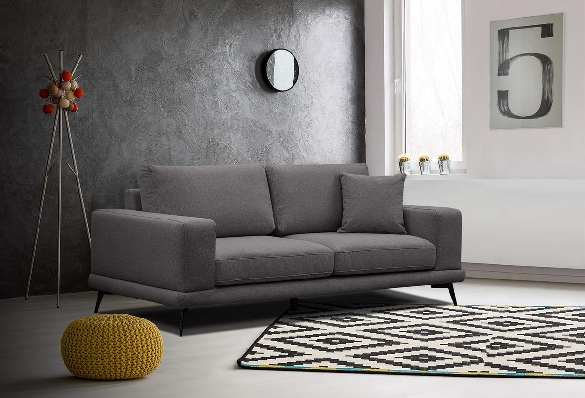 SOFA MEDIOLANE 2,5-Sitzer, graphitfarben - Graphitfarben, Holzwerkstoff/Textil (203/87/96cm) - Wozimo