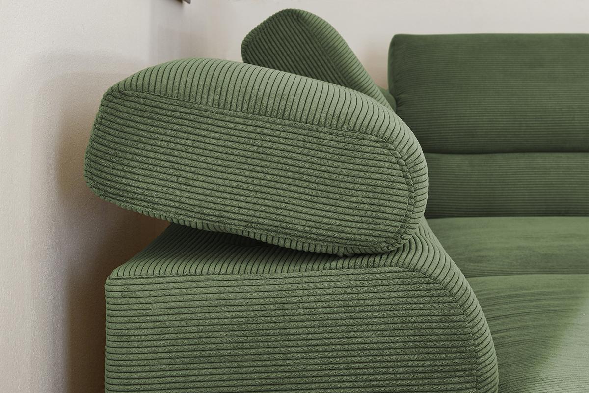 ECKSOFA DELIA Grün Cord - Schwarz/Olivgrün, Textil/Metall (276/219cm) - KAWOLA