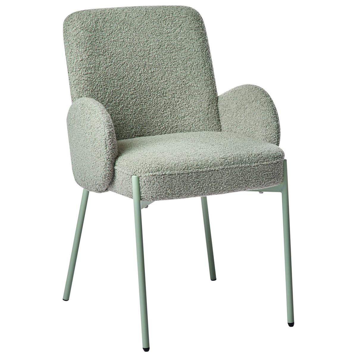 ESSZIMMERSTUHL Bouclé Hellgrün Magee - Hellgrün, Textil (55/86/58cm) - Beliani