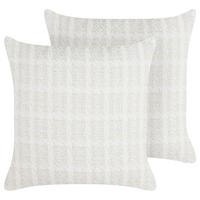 DEKOKISSEN 2er-Set Beige 45/45 cm Douris - Beige/Weiß, Textil (45/45cm) - Beliani