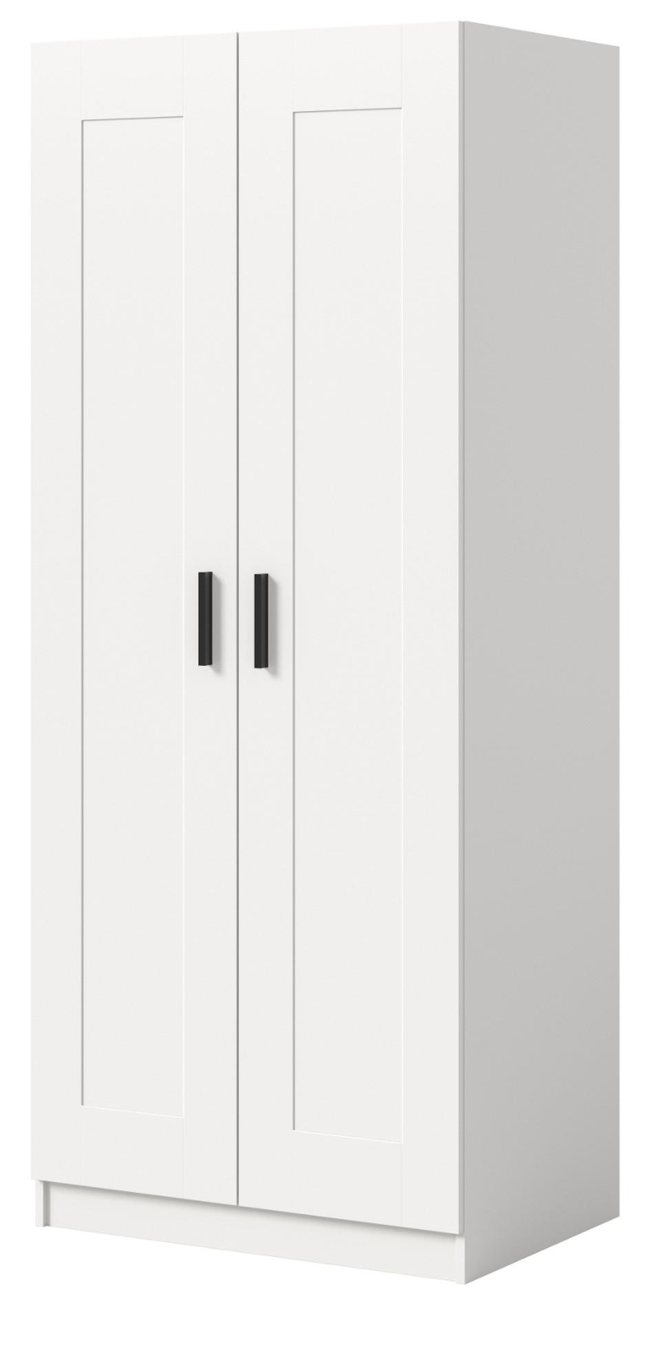KLEIDERSCHRANK in weiß 80 x 194 cm, Drehtürenschrank 2-türig skandinavisch - Schwarz/Weiß, Holzwerkstoff/Kunststoff (80/194/56cm) - Inn.Furn