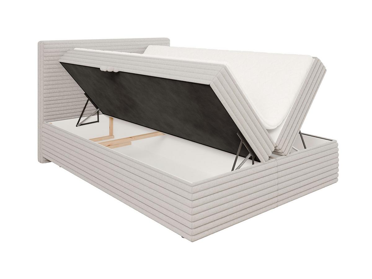 BOXBETT Roma 140/200 cm Hellgrau Plüschcord - Hellgrau/Schwarz, Holz/Kunststoff (140/200cm) - S-Style