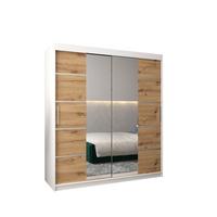 SCHWEBETÜRENSCHRANK 200/180/62 2-türig - Silberfarben/Eiche Artisan, Holz/Kunststoff (180/200/62cm) - MÖBEL KRYSPOL