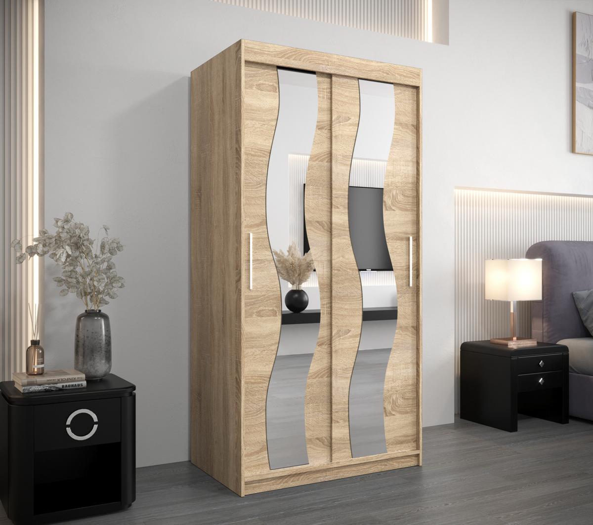 SCHWEBETÜRENSCHRANK 200/100/62 2-türig - Silberfarben/Sonoma Eiche, Holz/Kunststoff (100/200/62cm) - MÖBEL KRYSPOL
