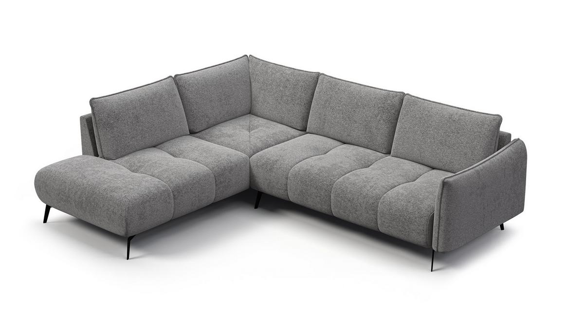 ECKSOFA AERA 5-Sitzer links, platingrau - Schwarz/Grau, Holz/Textil (268/206cm) - Wozimo