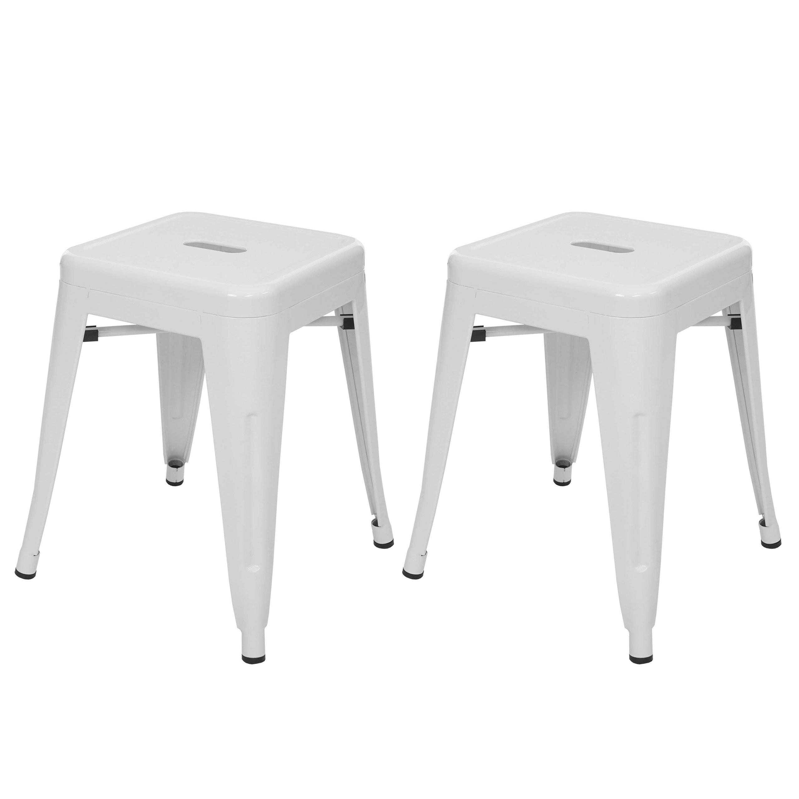 HOCKER Weiß 2er-Set - Weiß, Metall (39/46/39cm) - MCW