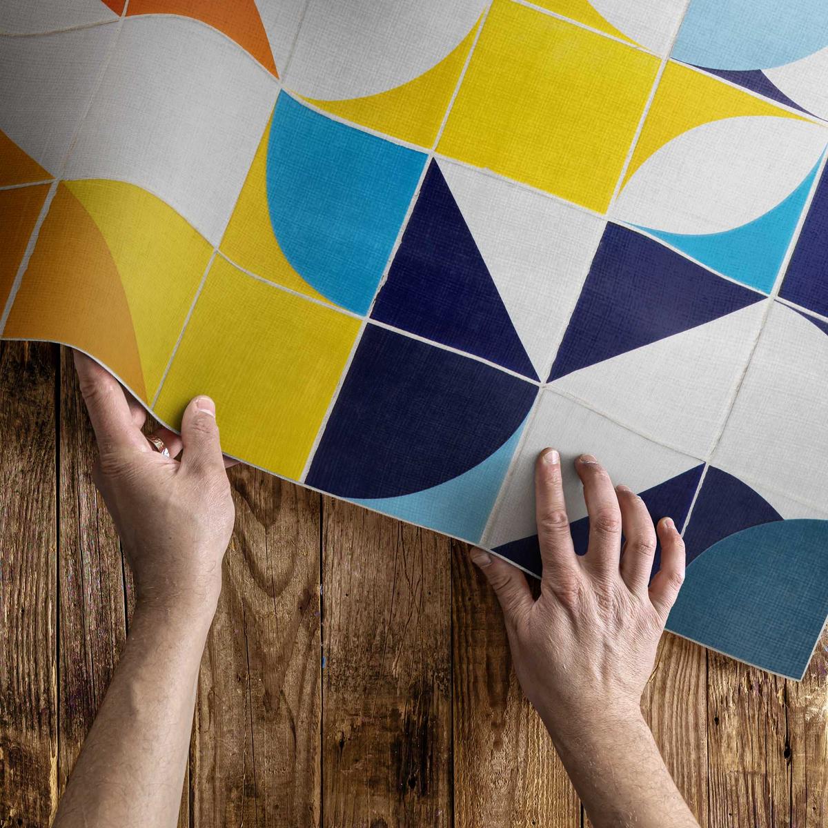 TEPPICH 60x90 cm Geometrische Formen Moderne Mosaik - Multicolor, Kunststoff (60/90cm) - Wallfluent