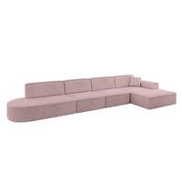 ECKSOFA Ottomane Rechts IREA-L3-v3 - 412x165x77 cm Rosa - Rosa, Holzwerkstoff/Textil (412/165cm) - ALTDECOR