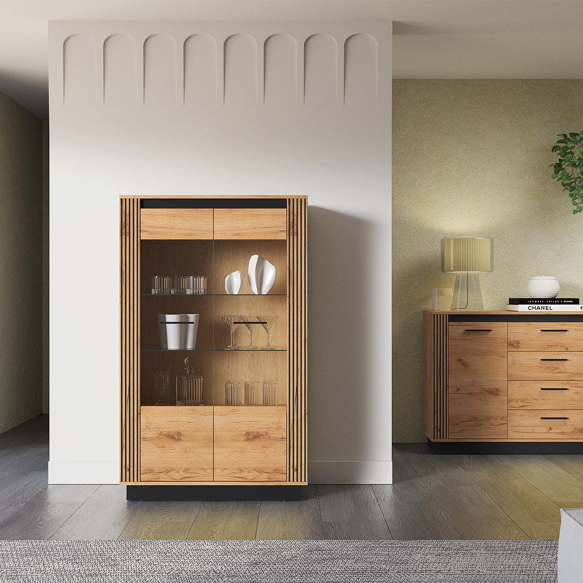 GESCHIRRSCHRANK Solal Holz - Braun, Holzwerkstoff (92/141/40cm) - Petits-meubles