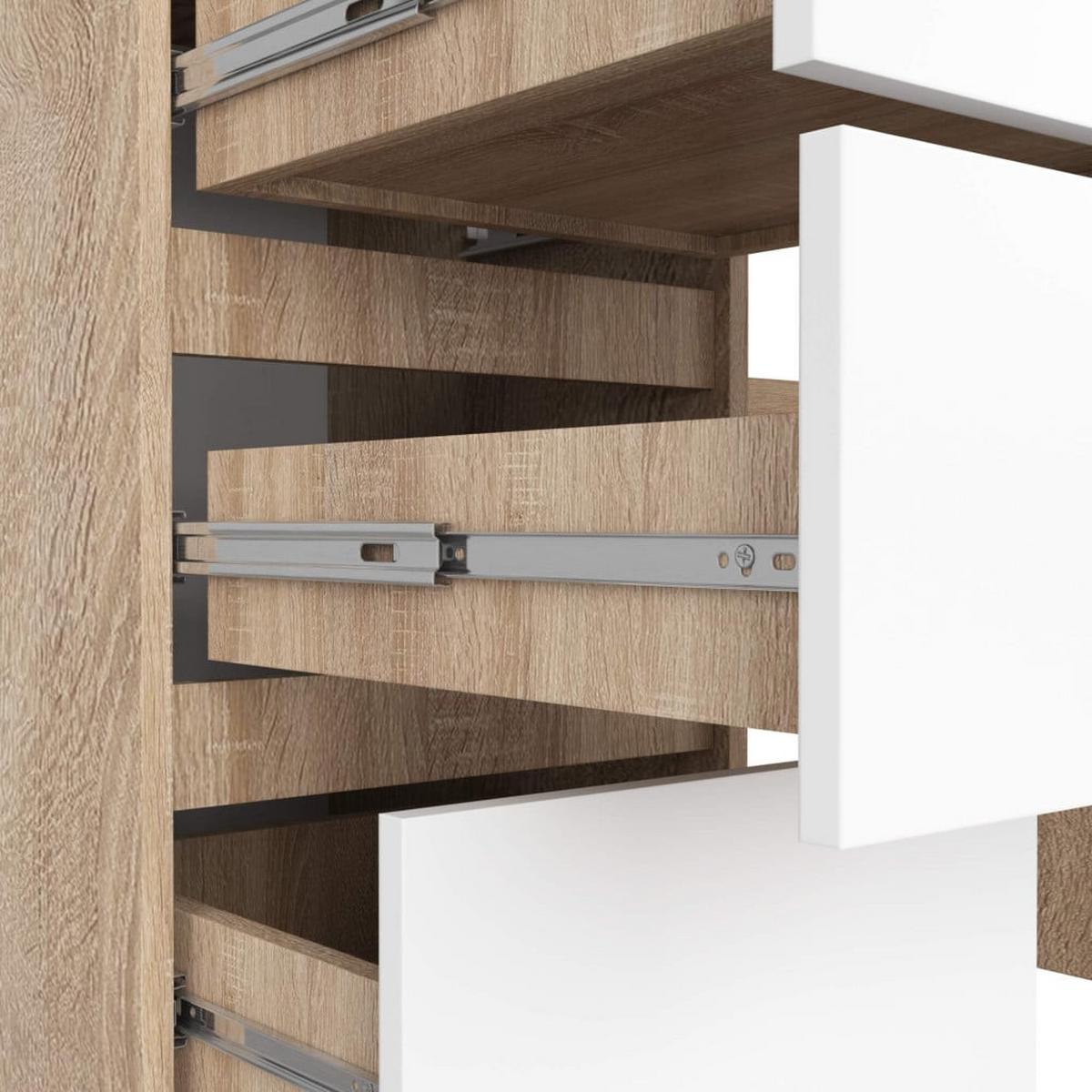 SCHREIBTISCH Eiche Sonoma, Weiß 77/135/50 - Braun/Weiß, Holzwerkstoff (155/85/77cm) - RAUMHIRSCH FURNITURE