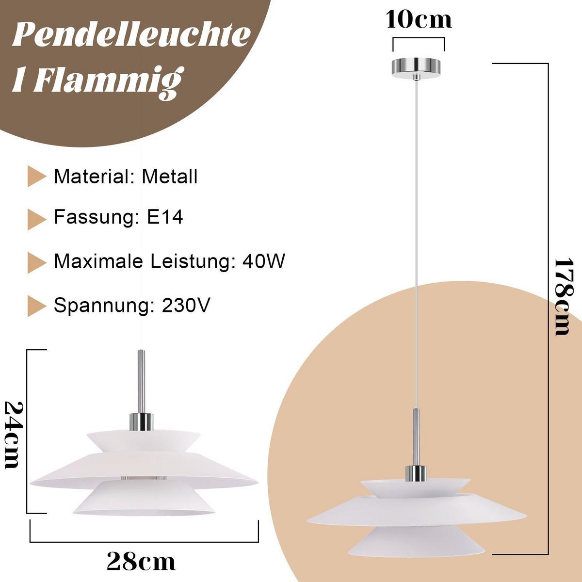 PENDELLEUCHTE Innovation 28/28/178 cm - Weiß, Metall (28/28/178cm) - Nettlife