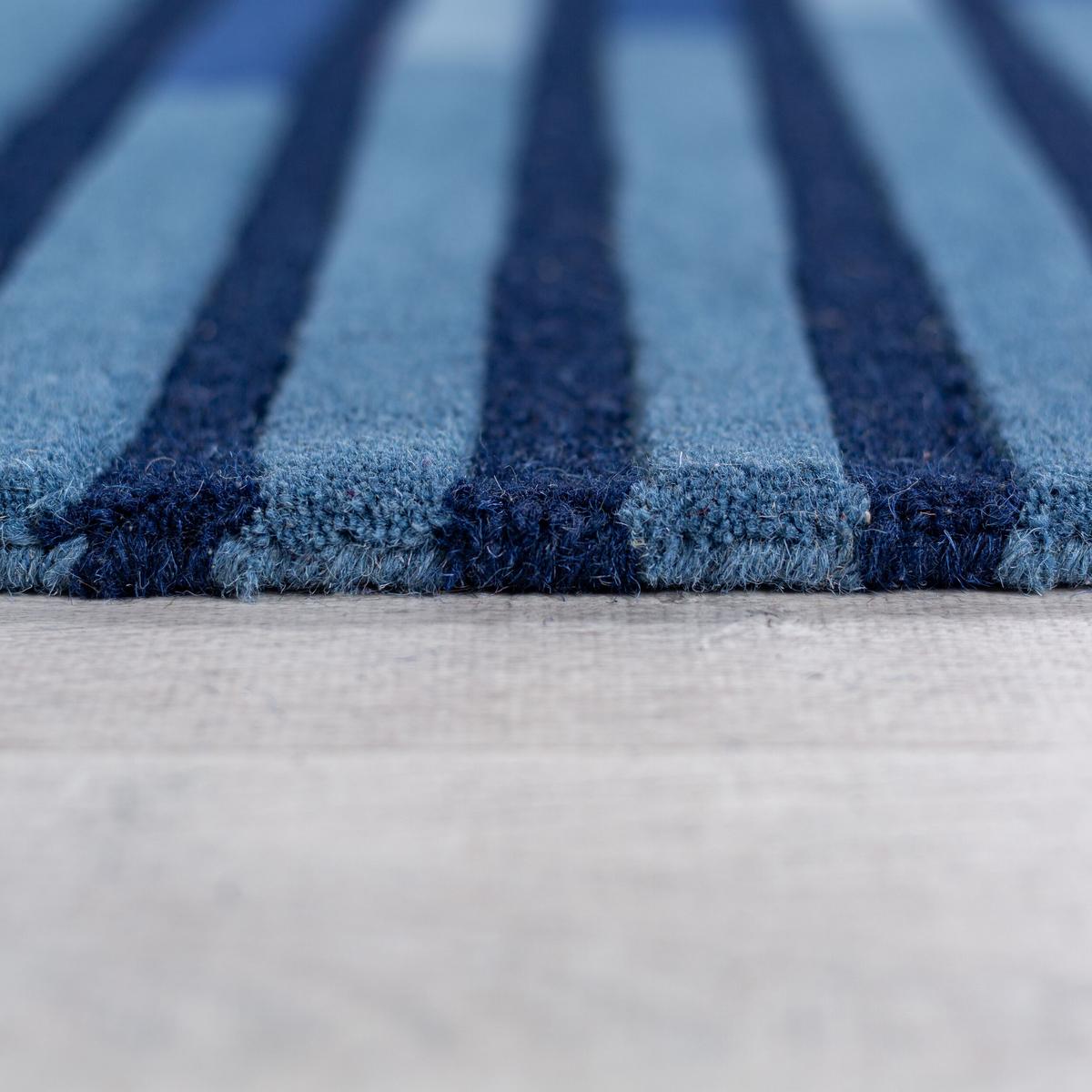 WOLLTEPPICH LEVEN, geometrisch, Blau, 150 x 240 cm - Blau, Textil (240/150cm) - KADIMA DESIGN