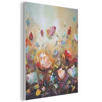 AKUSTIKBILD Blumen - Kunst - Natur - Ölgemälde Kunstdruck Schlafzimmer 50x70 cm - Multicolor, Kunststoff (50/70/0.9cm) - MuchoWow