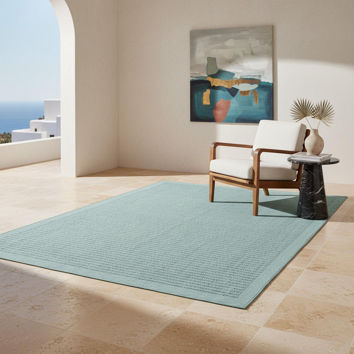 TEPPICH Outdoor DAFNE in Blau, einfarbig, 240 x 340 cm - Blau, Textil (340/240cm) - KADIMA DESIGN