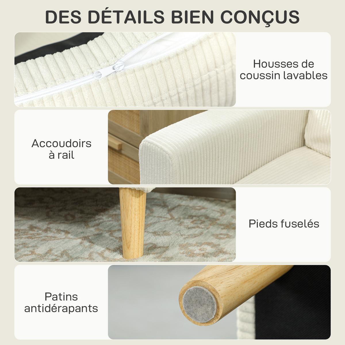 SOFA Oryvith 192/80/85cm - Beige, Textil (80/85/192cm) - ZMH