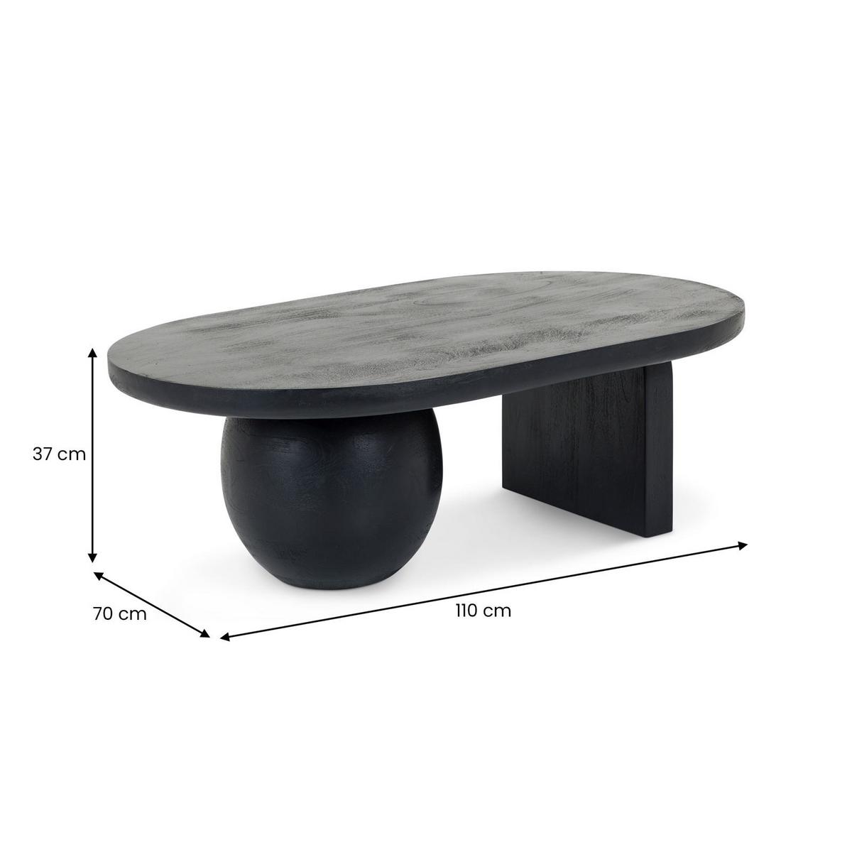 COUCHTISCH PERLA schwarz - Schwarz, Holz (70/110/37cm) - IDIMEX