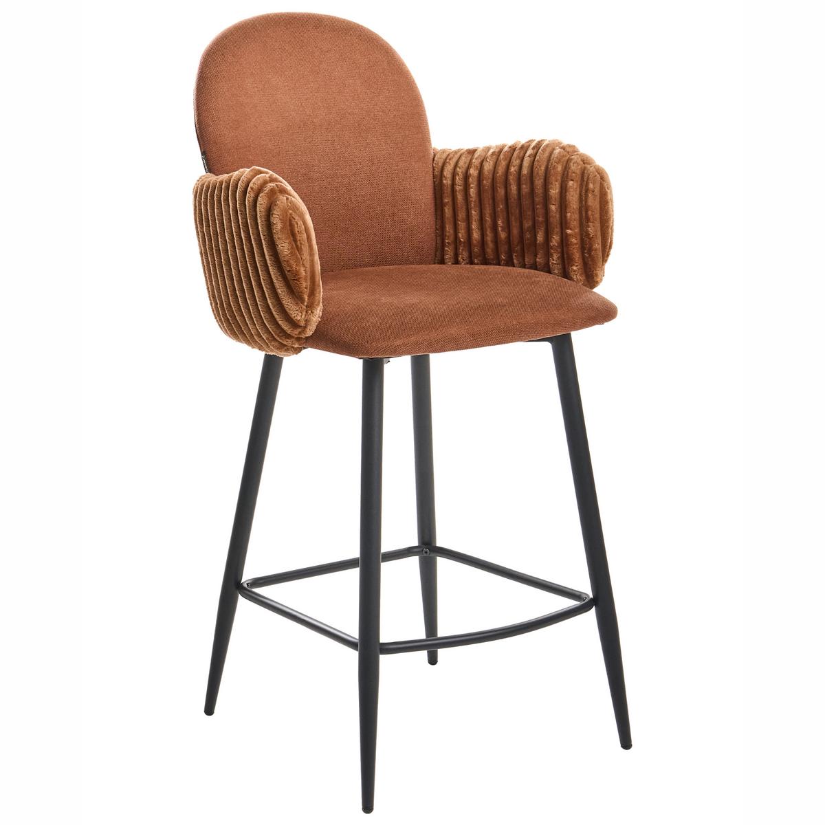 BARSTUHL 2er-Set Stoff Braun Amity - Braun, Textil (50/100/54cm) - Beliani