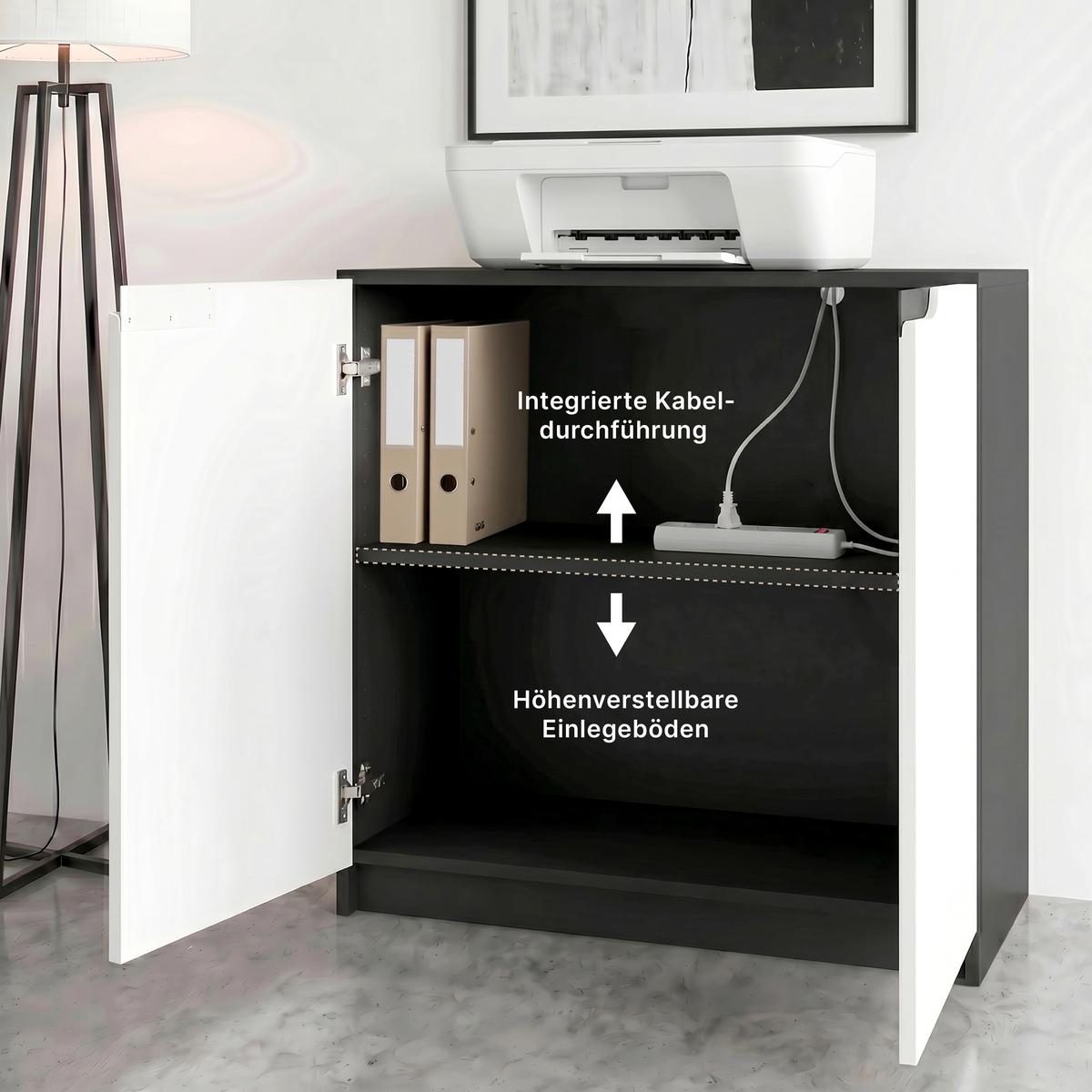 KOMMODE Logan Fronten in Avola-Anthrazit - Anthrazit, Holzwerkstoff (82/78/37cm) - Vladon