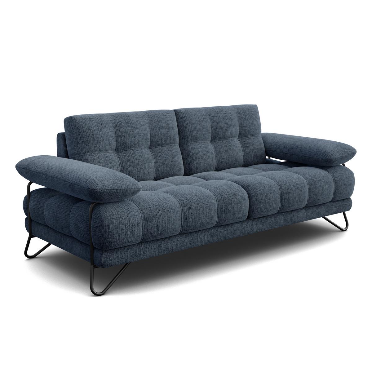 SOFA BUBBARA 2,5-Sitzer, marineblau - Blau/Schwarz, Holz/Textil (215/87/96cm) - Wozimo