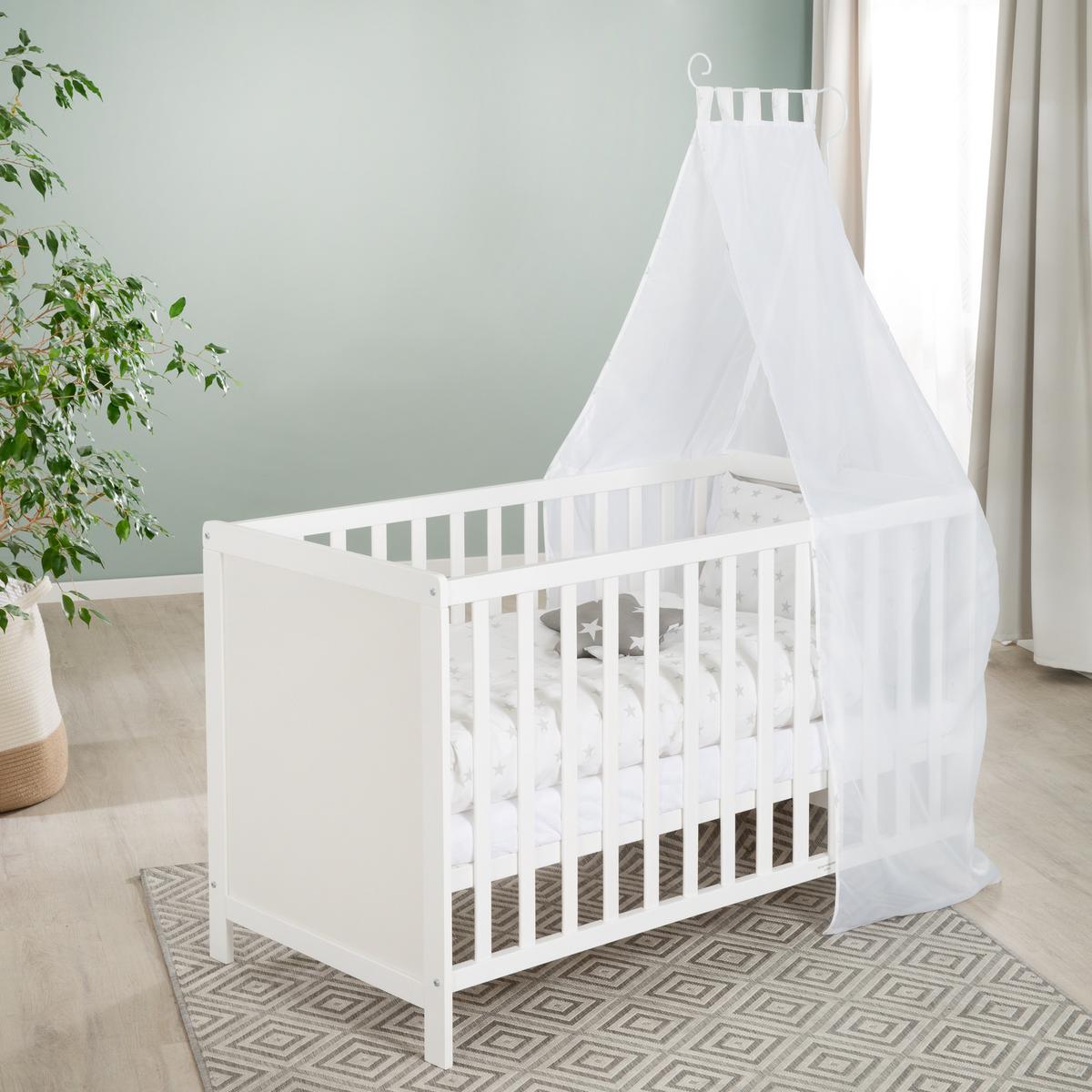 BABYBETT mit Matratze 60 x 120 cm - Weiß, Holzwerkstoff (60/120cm) - Roba