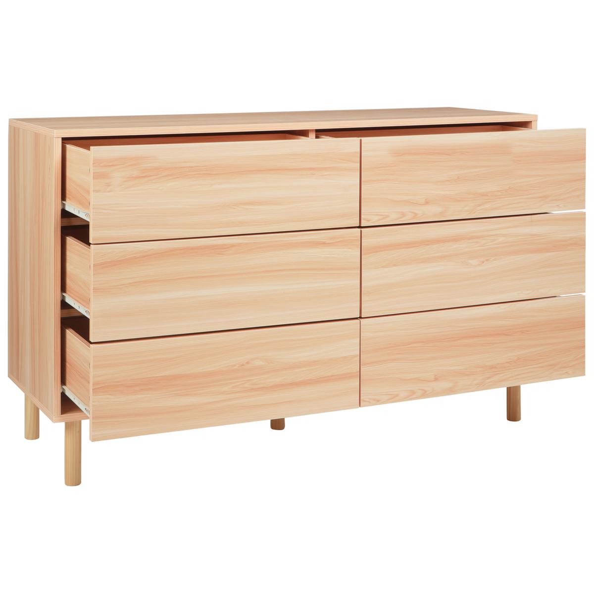 KOMMODE mit 6 Schubladen Hellbraun Sharpe - Braun, Holzwerkstoff (120/74/40cm) - Beliani