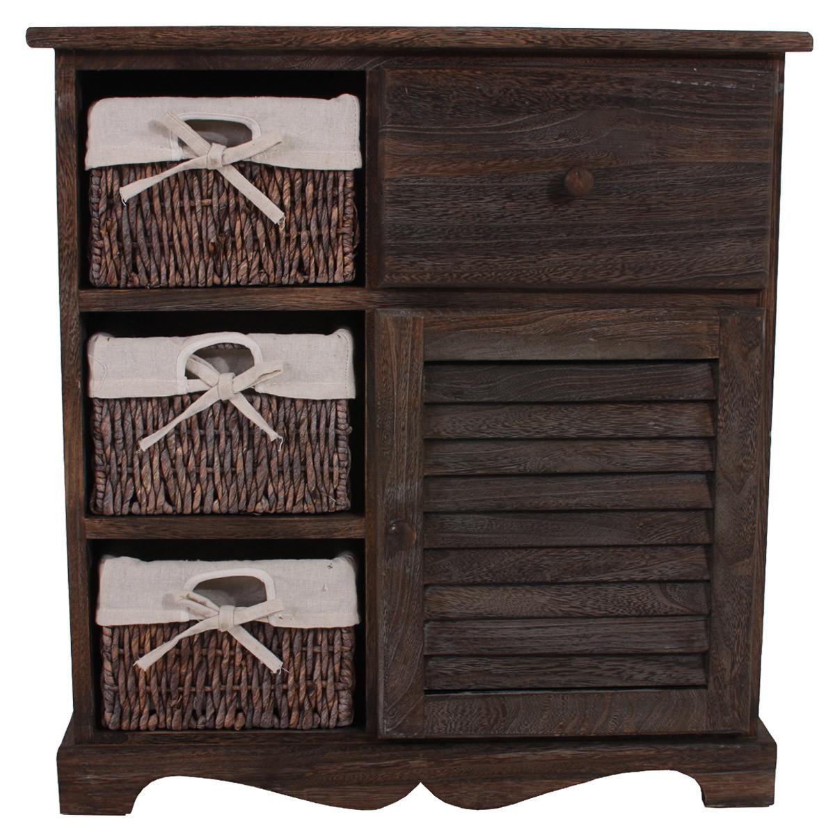 KOMMODE SCHRANK MIT 3 KÖRBEN Braun - Braun, Holz (60/63/30cm) - MCW