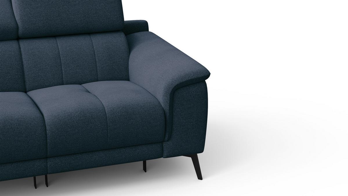 RELAXSOFA FIERO 2-Sitzer mit 2 Relaxfunktionen, dunkelblau - Schwarz/Dunkelblau, Holzwerkstoff/Textil (170/82/103cm) - Wozimo