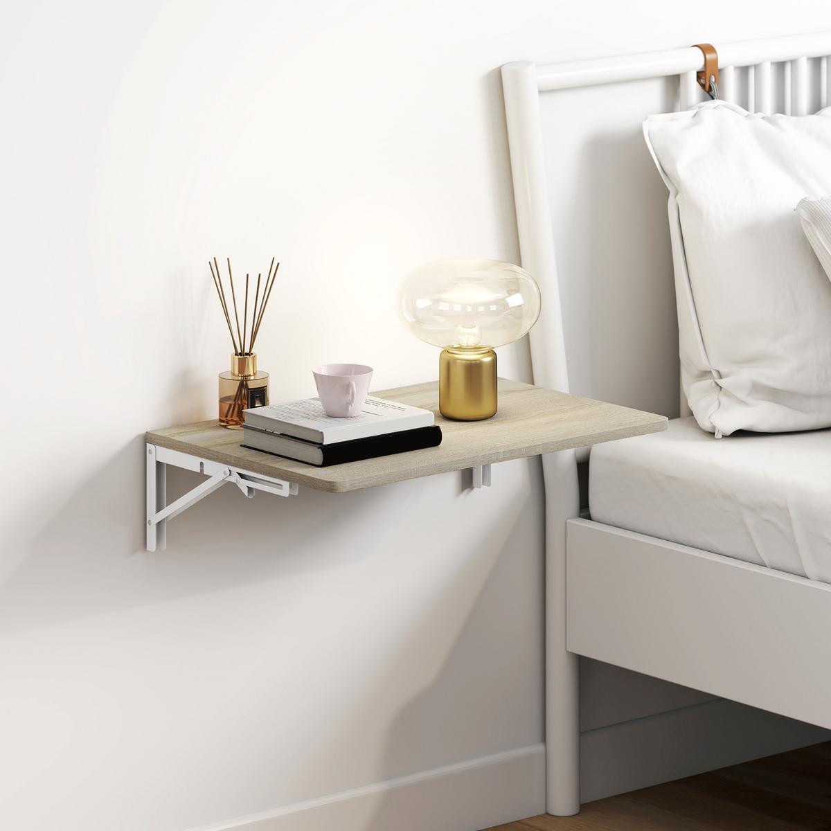 WANDKLAPPTISCH Platzsparender Schreibtisch 60x40cm Eiche - Eichefarben, Holzwerkstoff (40/16/60cm) - HOMCOM