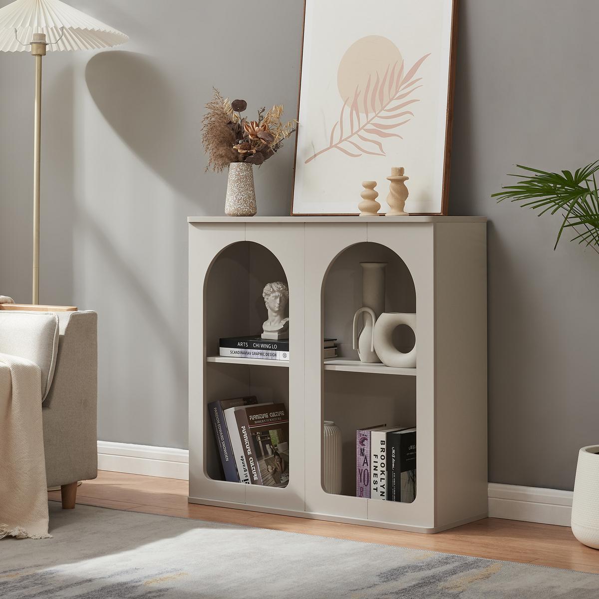 SIDEBOARD Trorhun - Grau, Holzwerkstoff (30/80/80cm) - [en.casa]