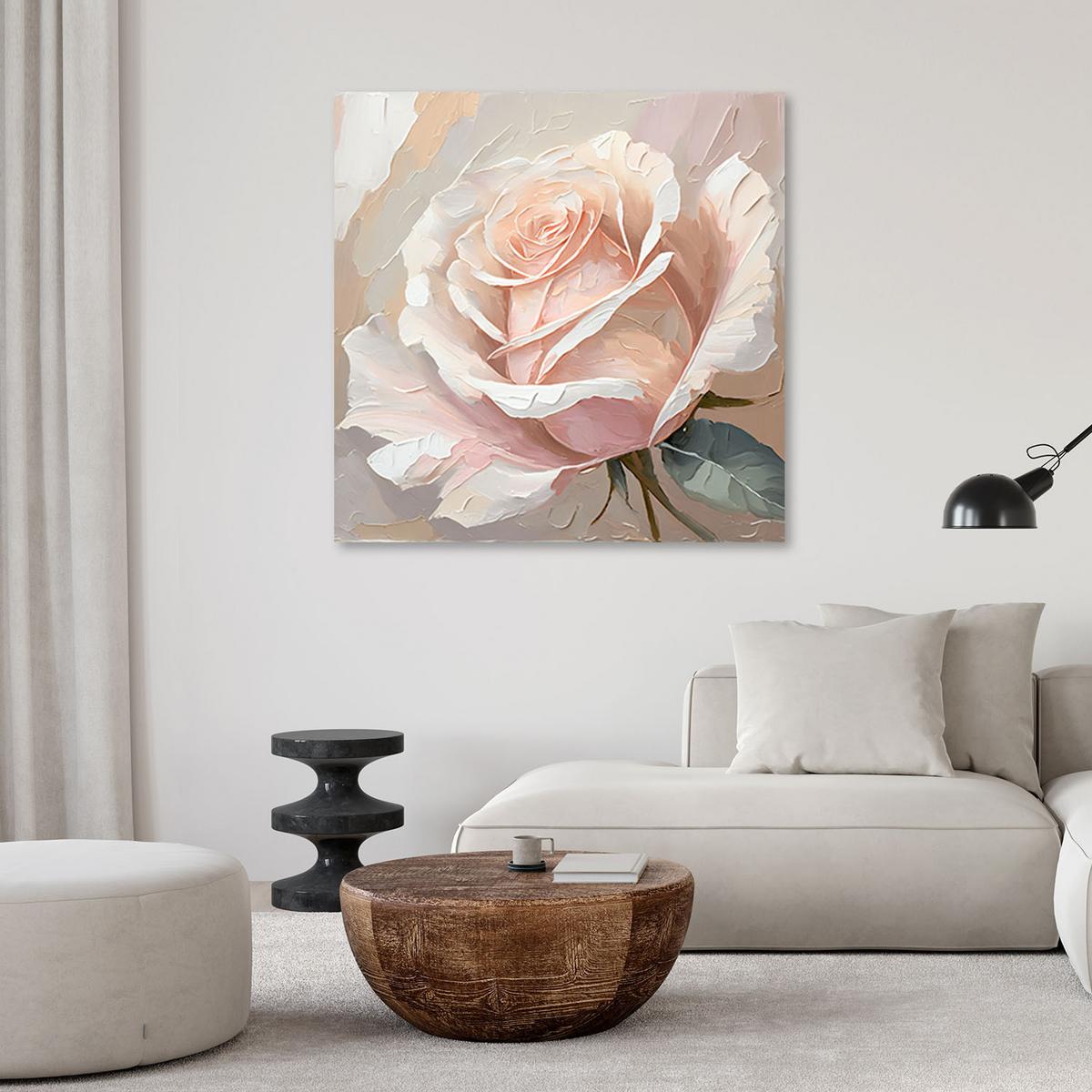 LEINWANDBILD Gemalte Rose auf Leinwand 60x60cm - Rosa, Textil (60/60cm) - Feeby
