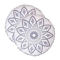 OUTDOOR-KISSEN HENNA rund 2er-Set 40 cm – Mandala-Muster - Grau, Textil (40/40cm) - Homescapes