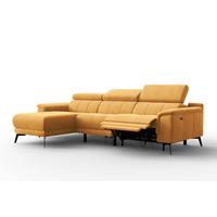 ECKSOFA FIERO 4-Sitzer LINKS, Gelber Veloursstoff - Gelb/Schwarz, Holz/Textil (288/170cm) - Courtois Laville