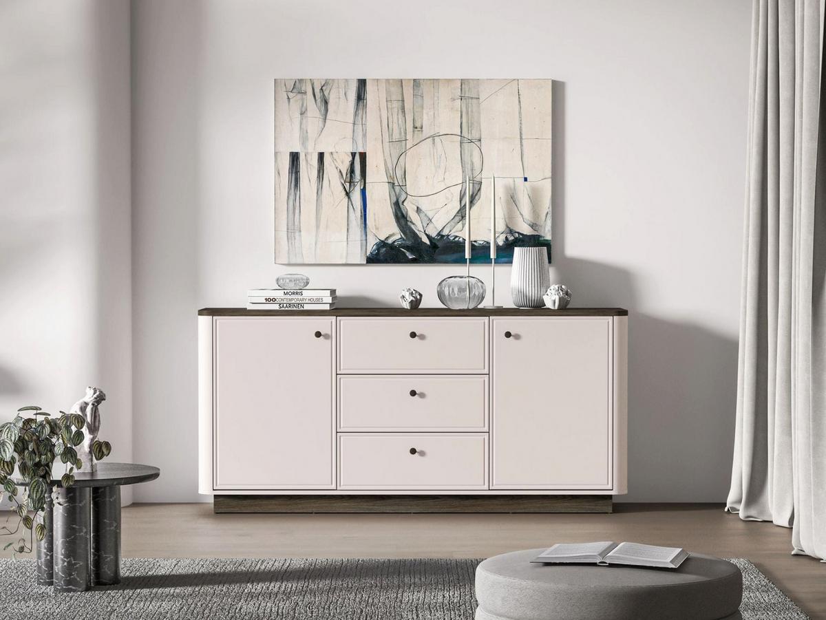 SIDEBOARD Vilavio Kaschmir/Eicheoptik Dunkel 180 cm - Taupe/Dunkelbraun, Holzwerkstoff/Metall (180/85/40cm) - Selsey