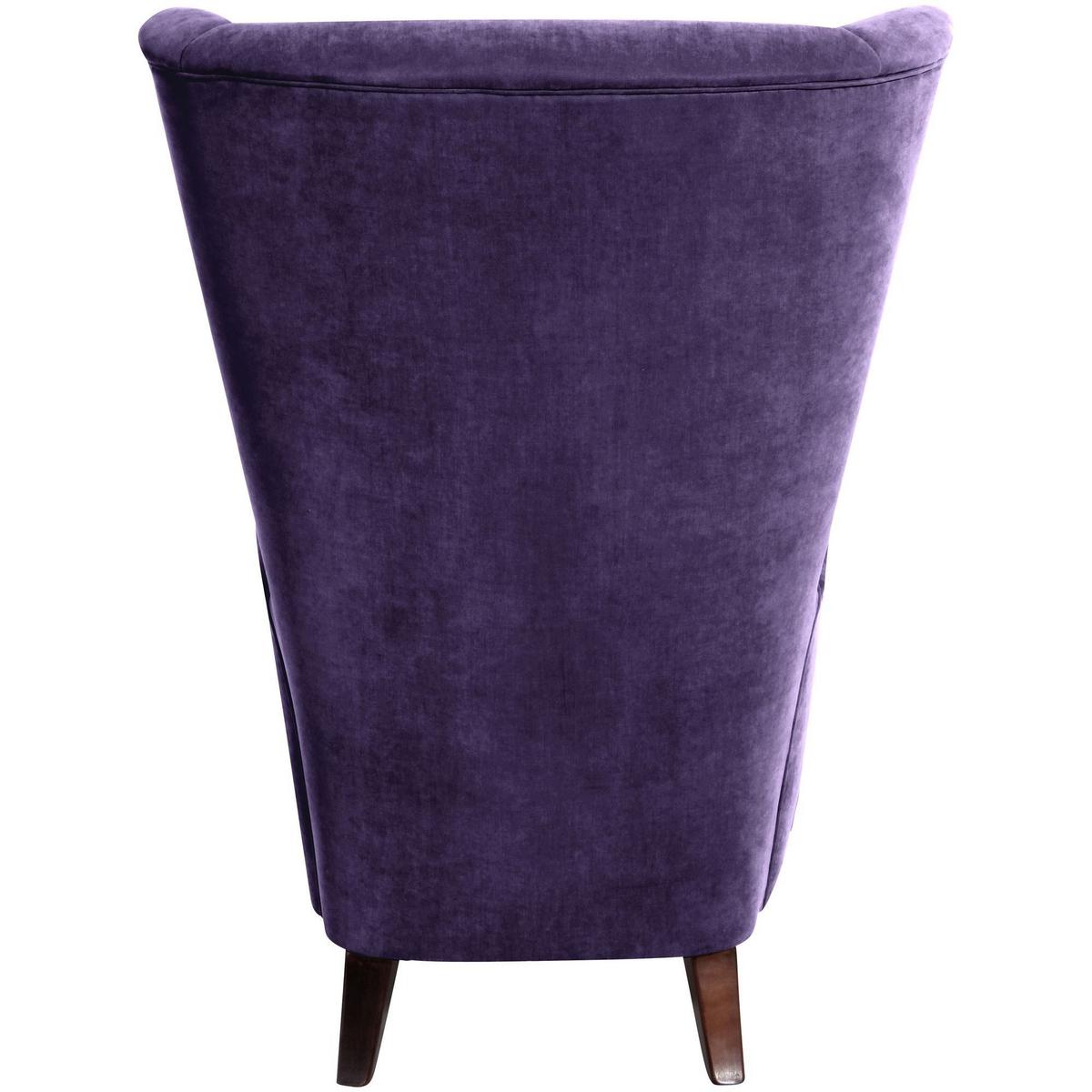 HOCHLEHNSESSEL Kailey Bezug Velourstoff Buche nussbaum dunkel / violett - Lila, Kunststoff (96/122/89cm) - 58aufmkessel