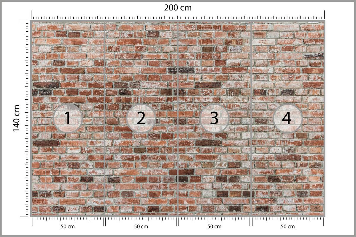 FOTOTAPETE für Büro Ziegelmauer Wand Abstraktion 200x140 - Braun, Papier (200/140cm) - Muralo
