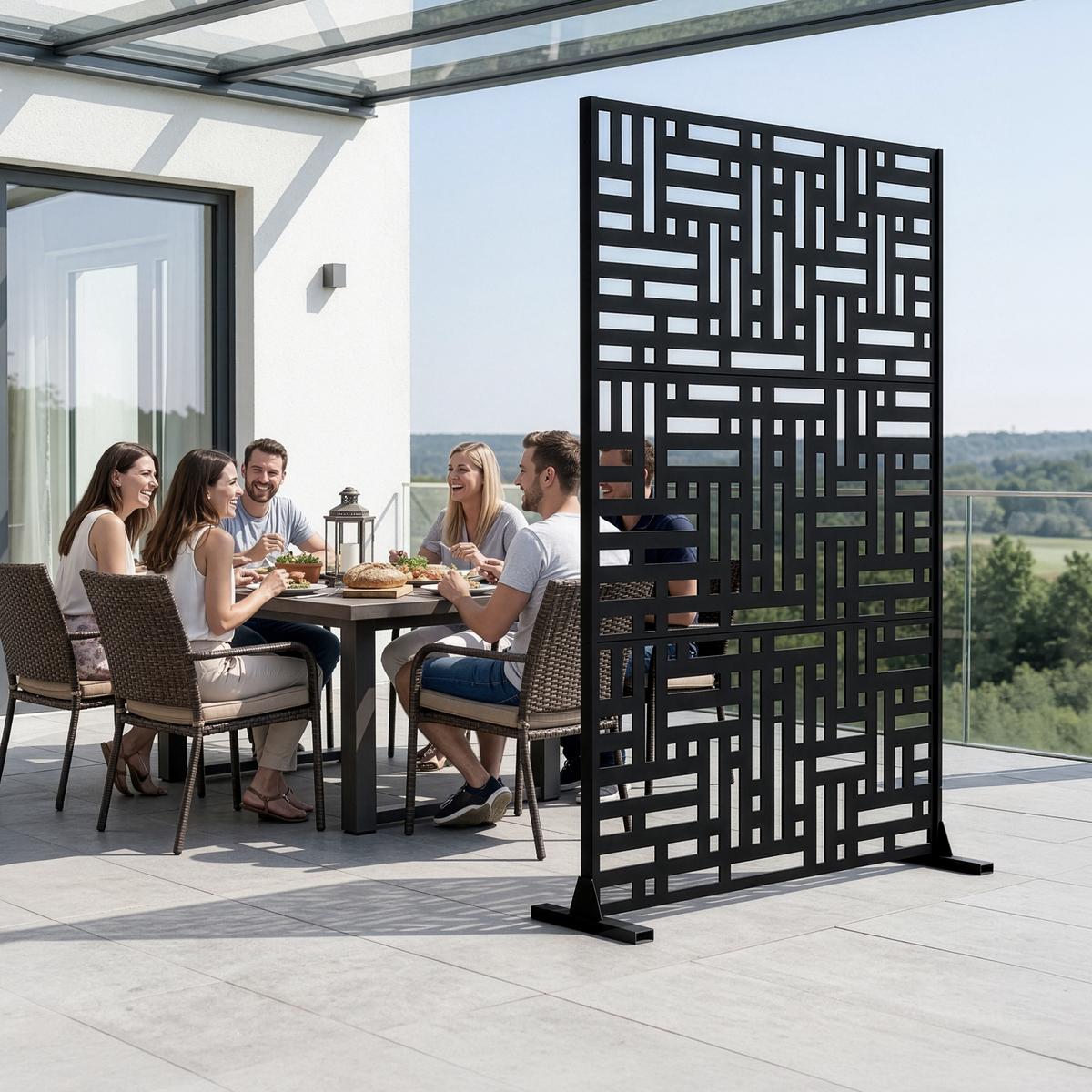 TRENNWAND Bernalda - Schwarz, Metall (120/180cm) - casa.pro