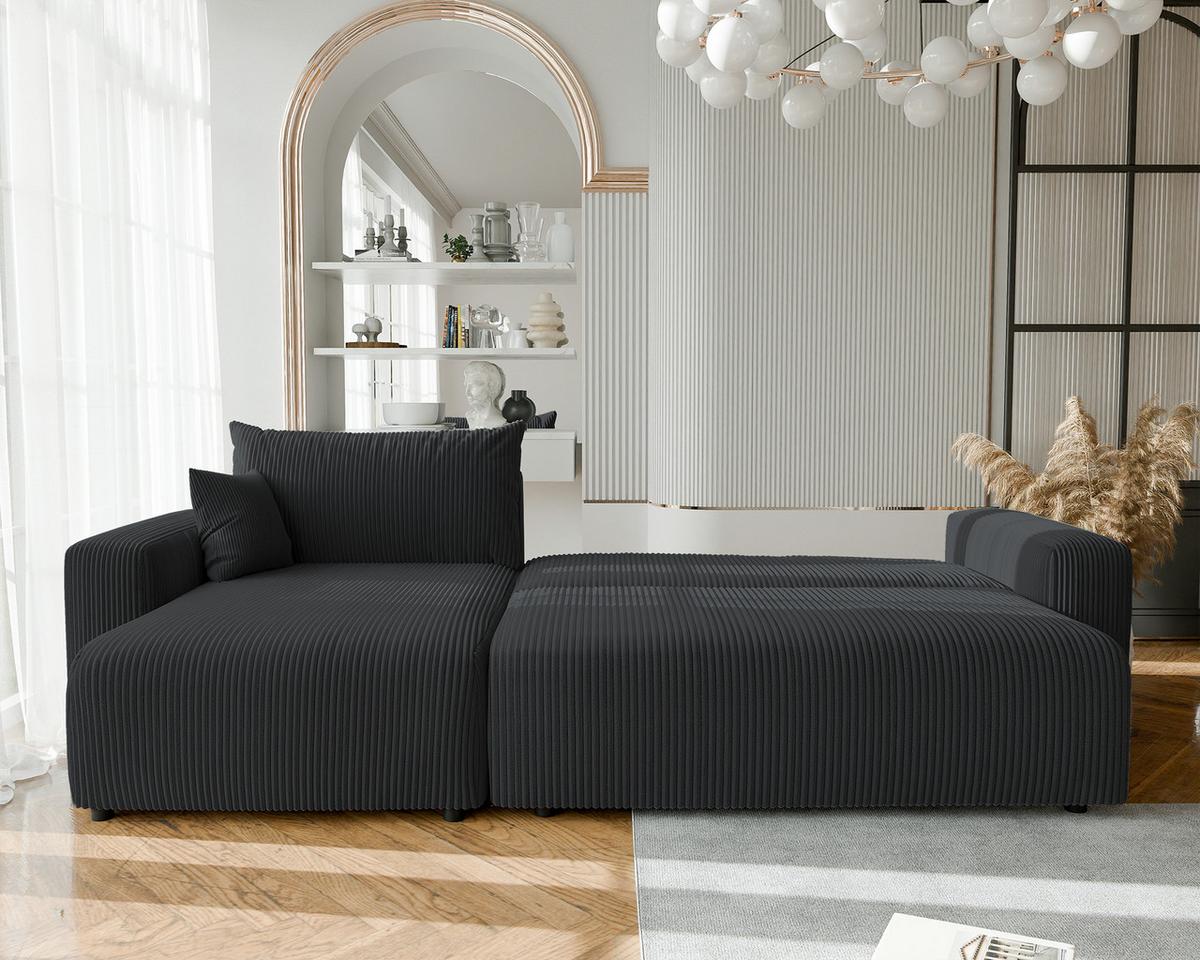 ECKSOFA mit Schlaffunktion und Bettkasten, Grau - Grau, Holzwerkstoff/Textil (145/278cm) - Idohome