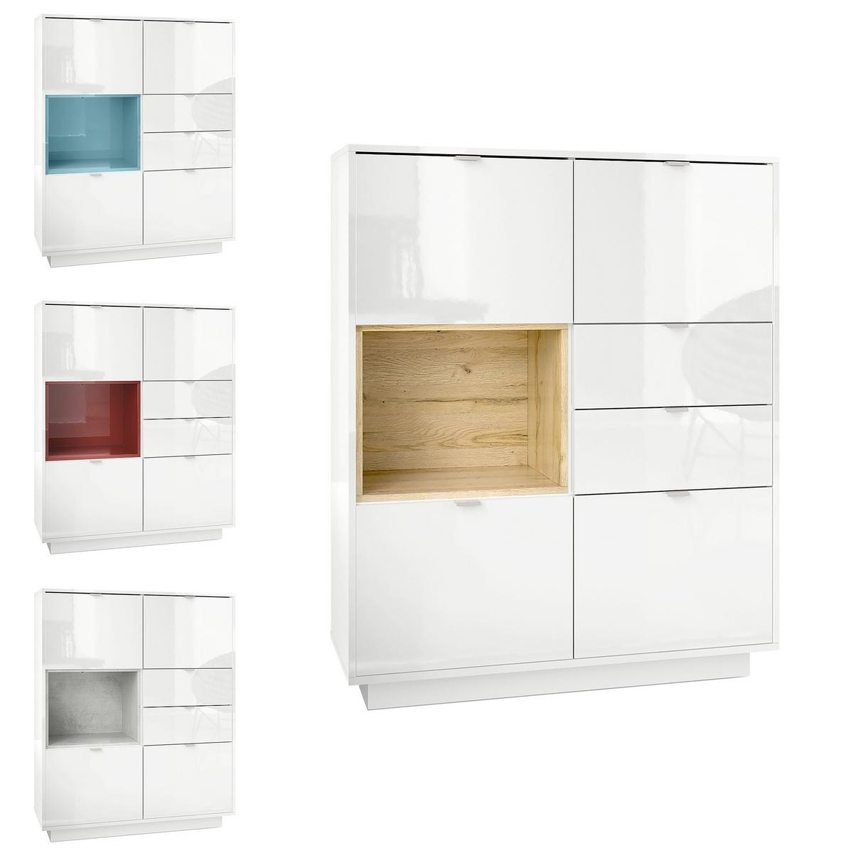 HIGHBOARD Metro Einsatz in Eiche Nordic - Silbereichenfarben, Holzwerkstoff (103/123/37.5cm) - Vladon