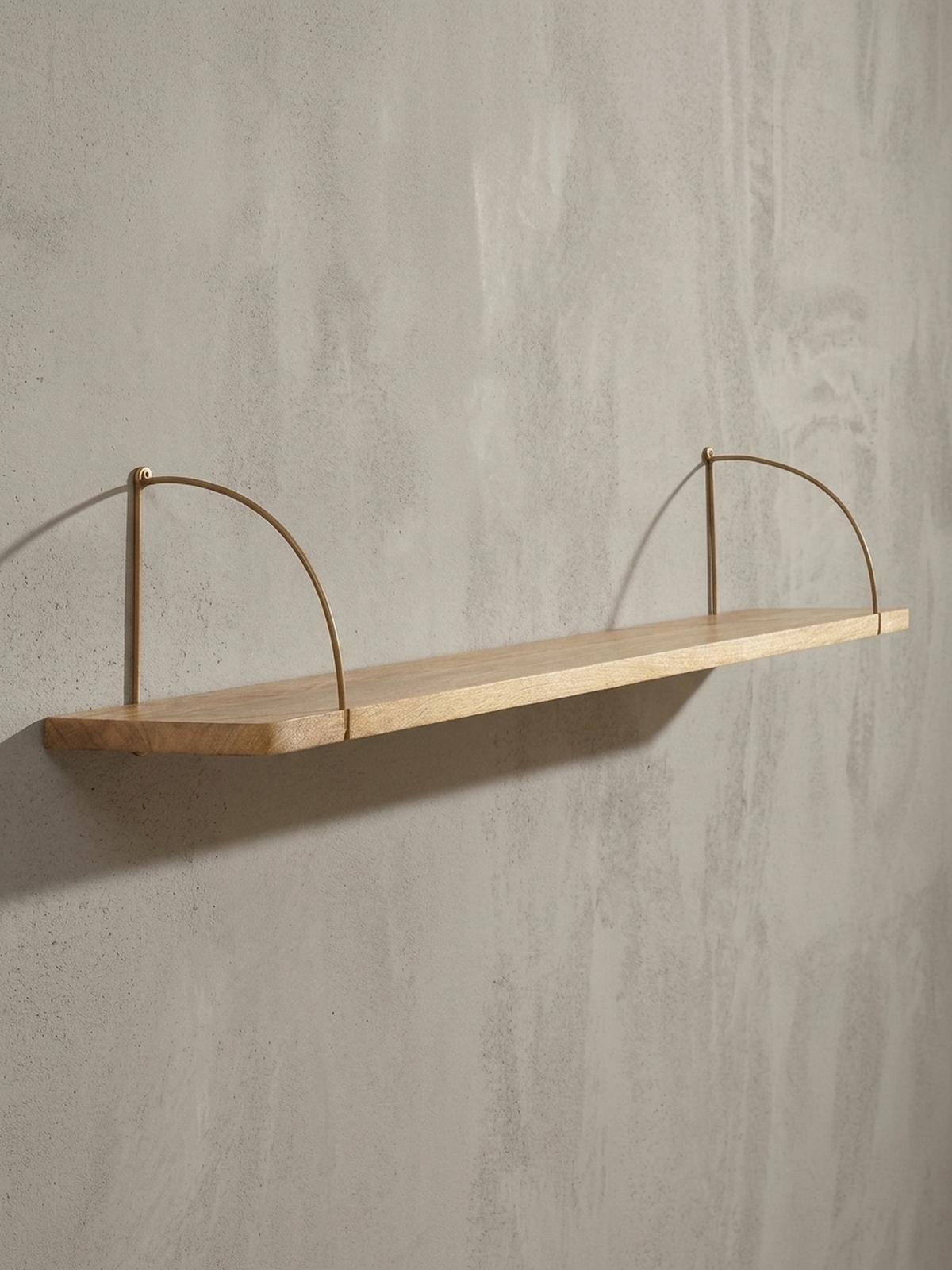 WANDREGAL TEVERE Mango Massivholz Eisen Industrial, Beige 100x22x25 cm - Beige, Holz/Metall (100/25/22cm) - KADIMA DESIGN