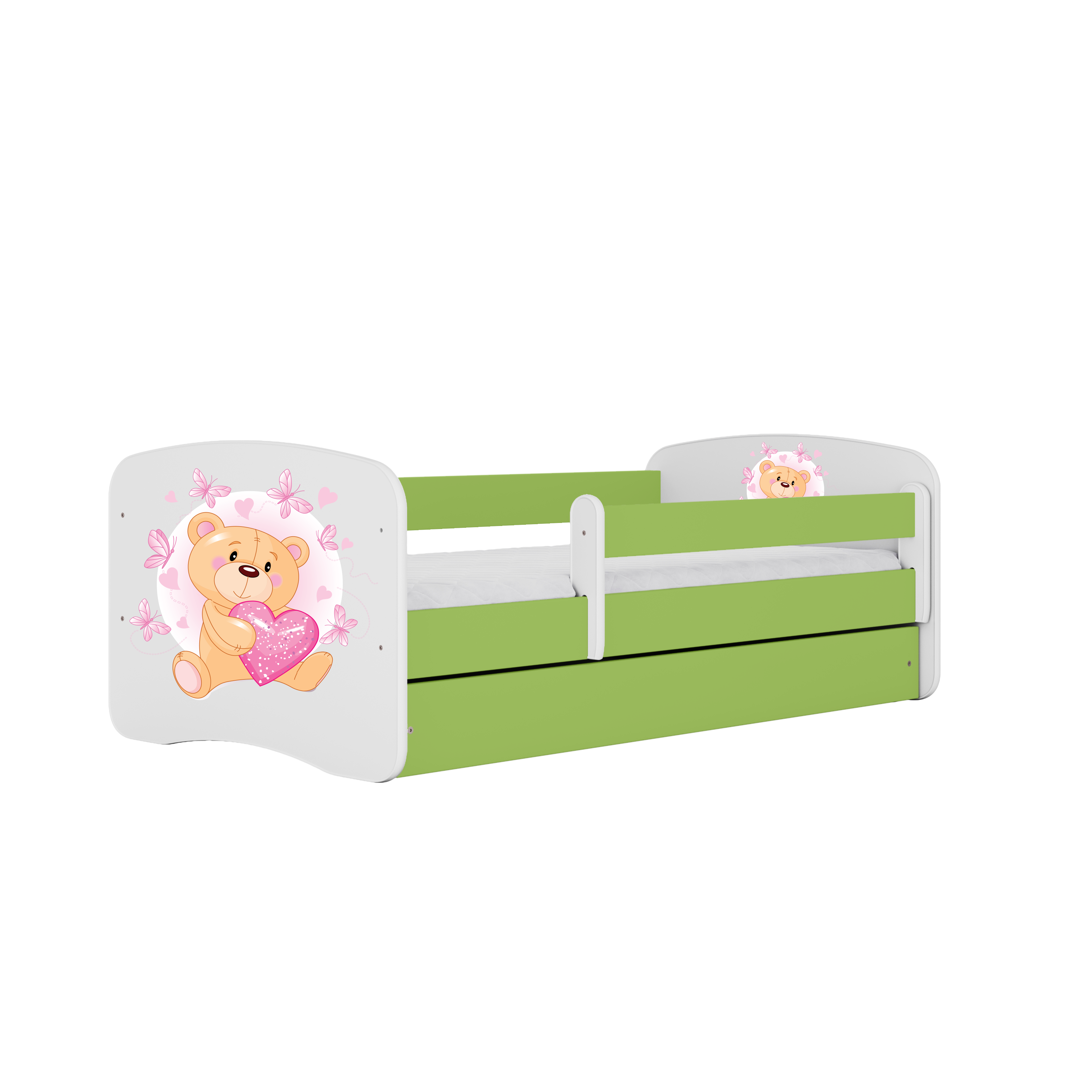 KINDERBETT Schmetterlingsbär mit Schublade 160/80 90/61/164 - Grün, Holzwerkstoff (80/160cm) - RAUMHIRSCH FURNITURE