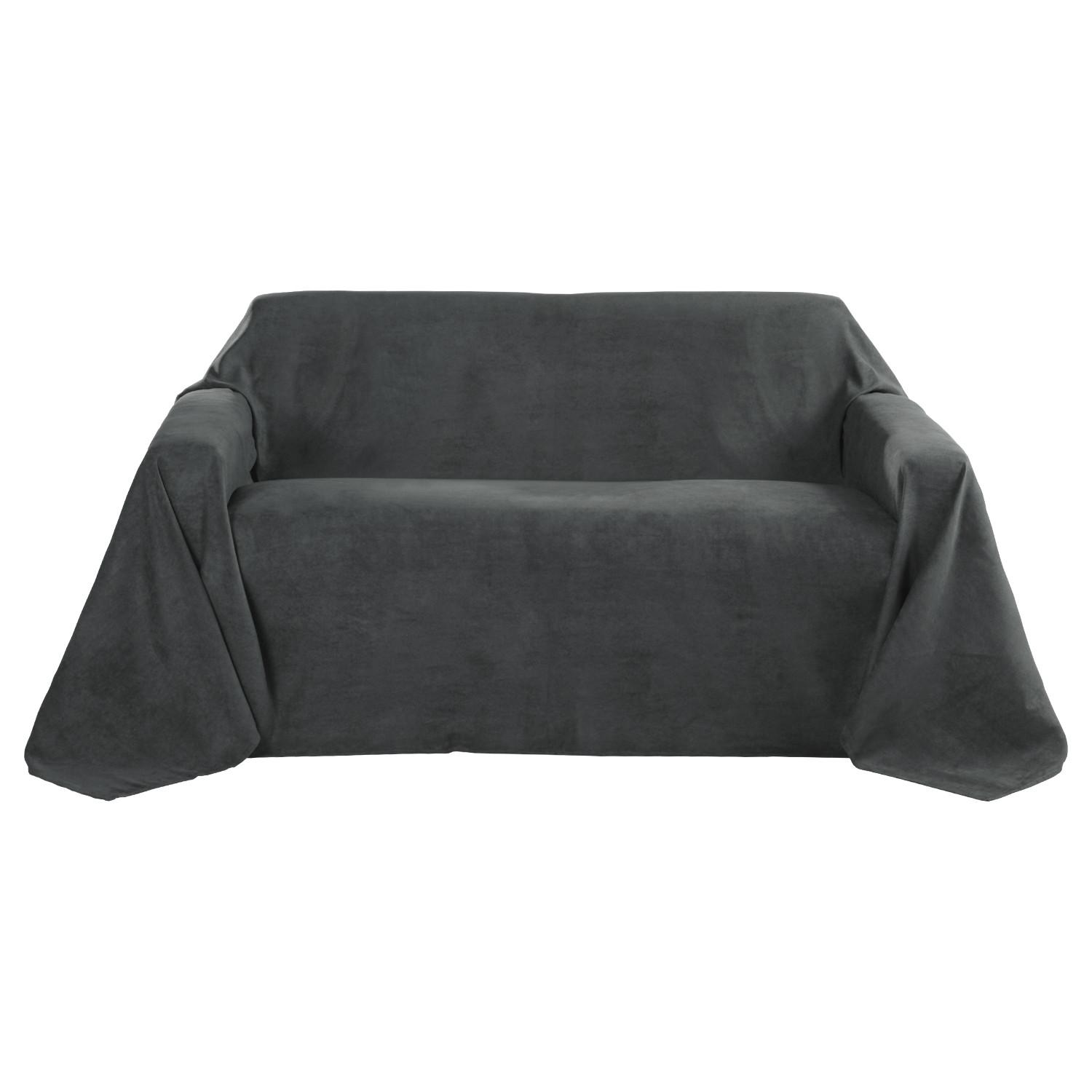 TAGESDECKE Romantica Wildleder Optik 210/280 cm Anthrazit - Anthrazit, Textil (210/280cm) - Beautissu 