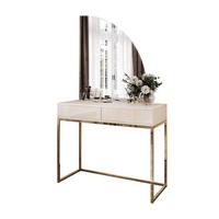 SCHMINKTISCH QUINNIE KASCHMIR mit LED-Spiegel gold Chrom rechts PUSH OPEN - Kaschmir, Holzwerkstoff (100/175/42cm) - Lookway