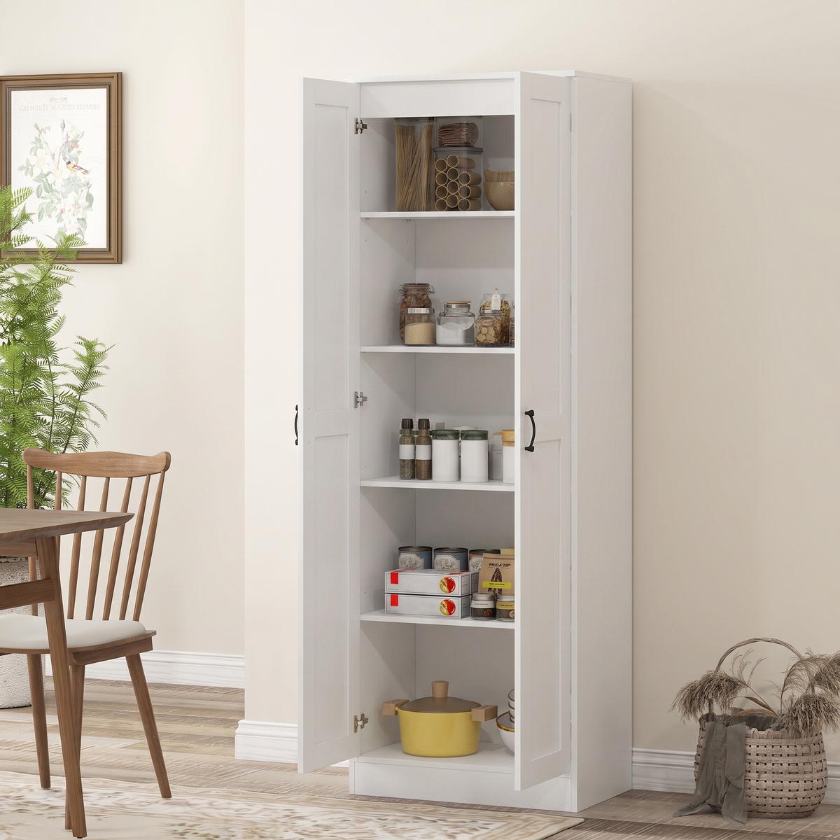 KÜCHENSCHRANK Spanplatte Weiß - Weiß, Holzwerkstoff/Metall (36.5/175/60cm) - HOMCOM