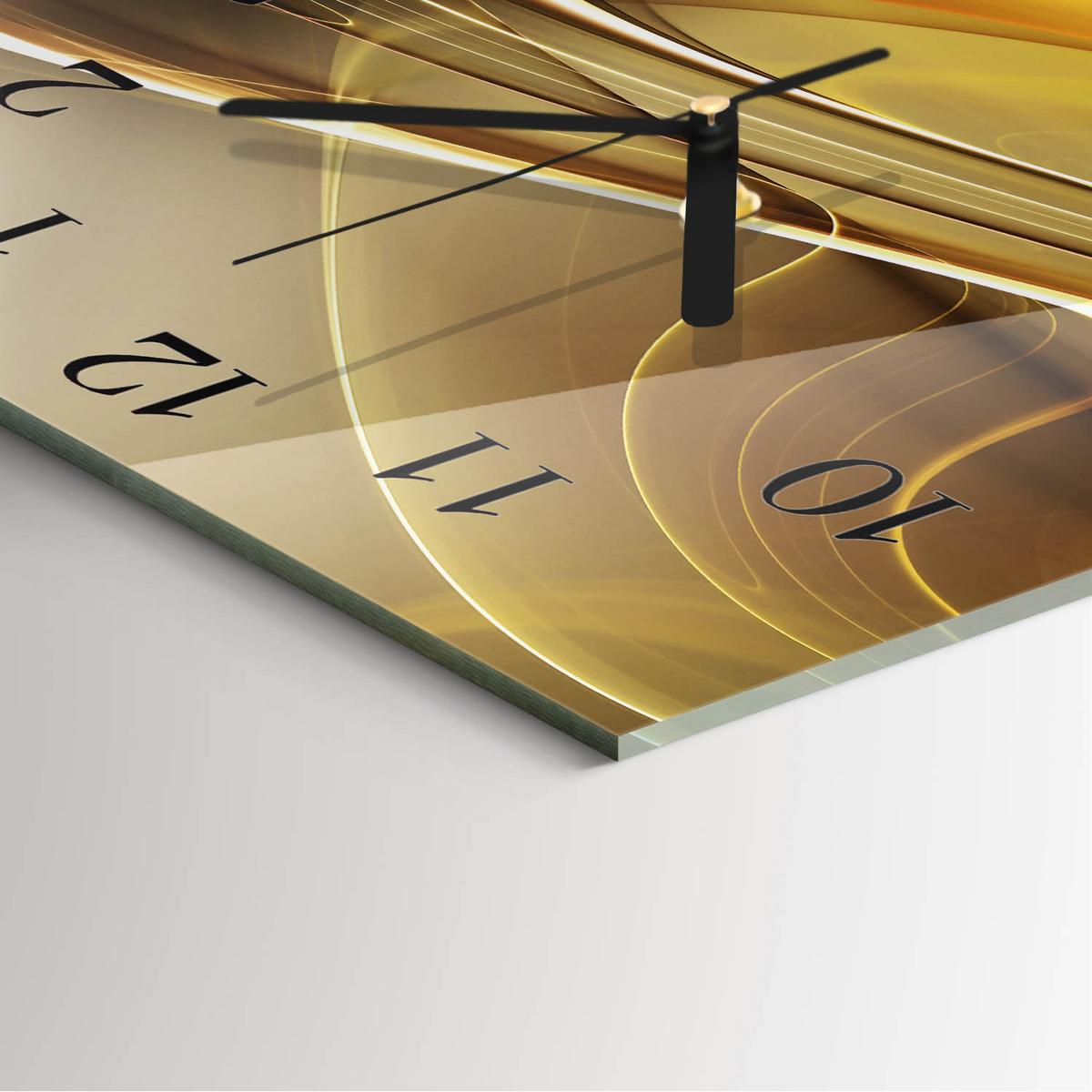 WANDUHR aus Glas 30x30 cm - Abstrakte Linien - Goldfarben, Glas (30/30/0.4cm) - TULUP