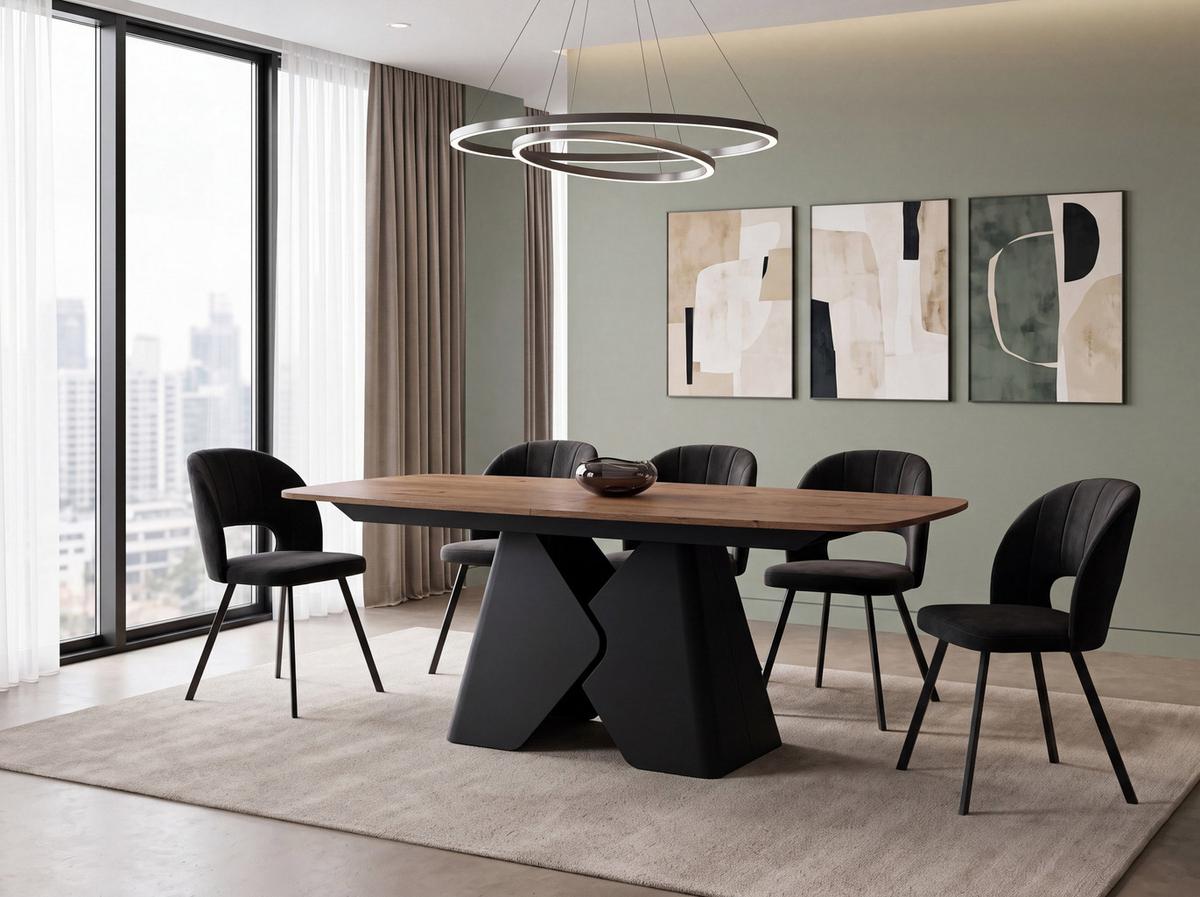 ESSTISCH Vanta rechteckig ausziehbar verlängerbar mit Schwarzem Metallgestell, Eiche Braun Rustikal 180-270/90/76 cm - Alteiche/Schwarz, Holzwerkstoff/Metall (90/270/76cm) - WFL GROUP