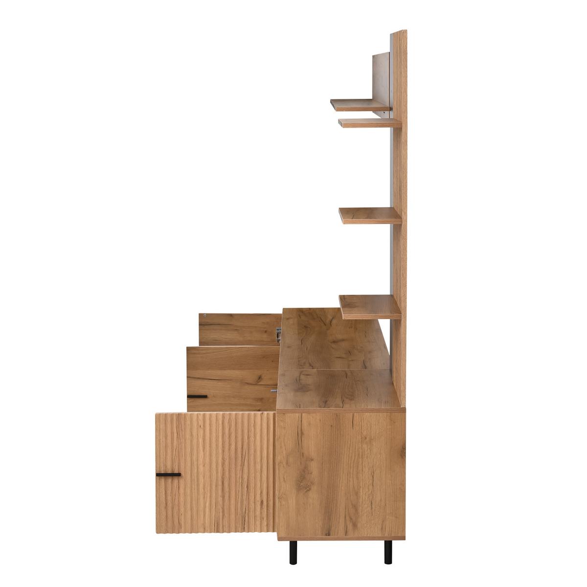 TV LOWBOARD set holz schwarz modern stauraum - Naturfarben, Holzwerkstoff (187.5/167/40cm) - Urban Meuble