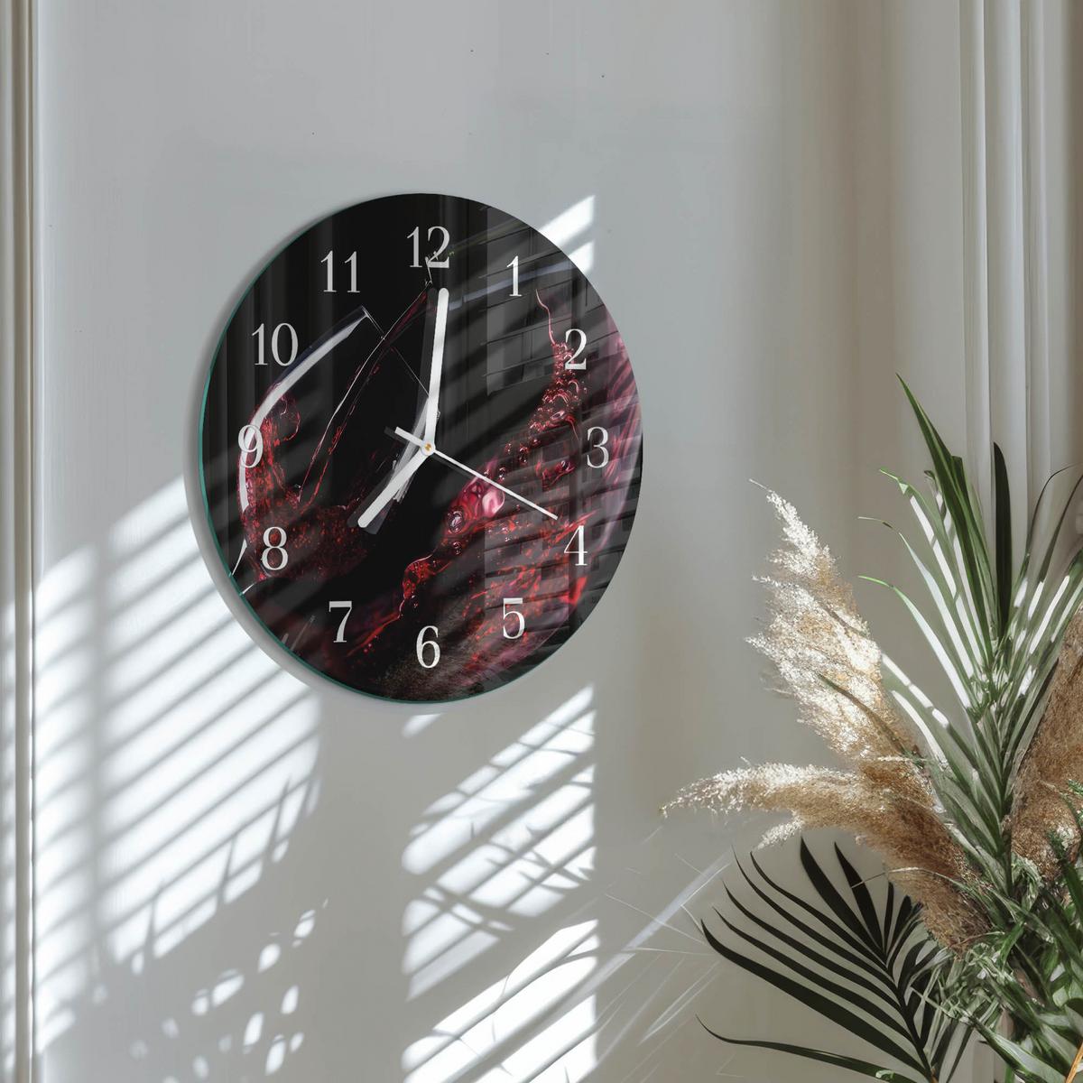 WANDUHR aus Glas Ø30 cm - Wein - Rot, Glas (30/30/0.4cm) - TULUP